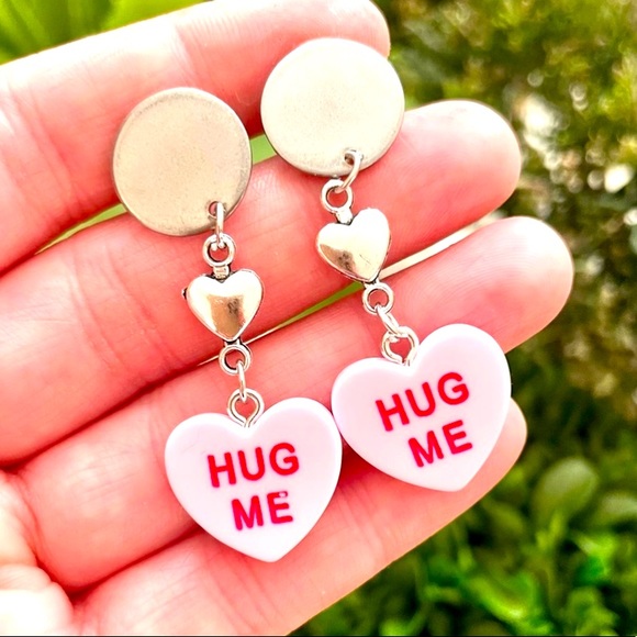 Conversation Heart Dangle Earrings - Picture 2 of 7